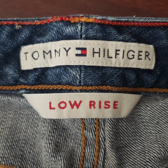 Tommy Hilfiger Y2K Jeans Size 8 Low Rise Straight Blue Denim Embroidered Pockets - Picture 8 of 9
